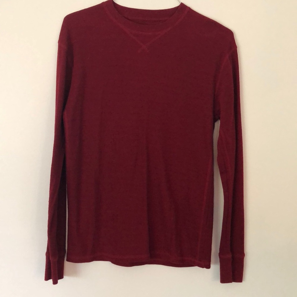 Pacific Blue Mens Ribbed Crew Neck Long Sleeve Tee